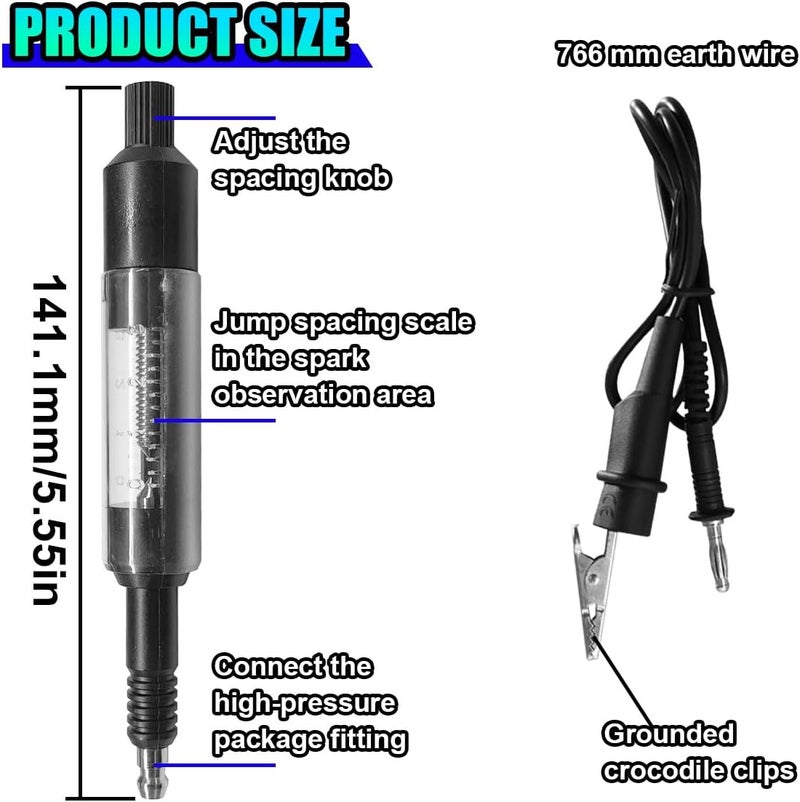 ZIMISI Car Spark Plug Tester, Adjustable Ignition Coil Tester Tool with Cable, Spark Plug Diagnostic Tool, Spark Detector Gauge, Automotive Ignition System Testers for Car, Motorcycle, SUV - Image 2